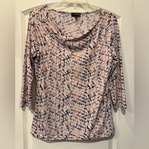 The Limited -  Abstract Print Blouse with Cowl Neck